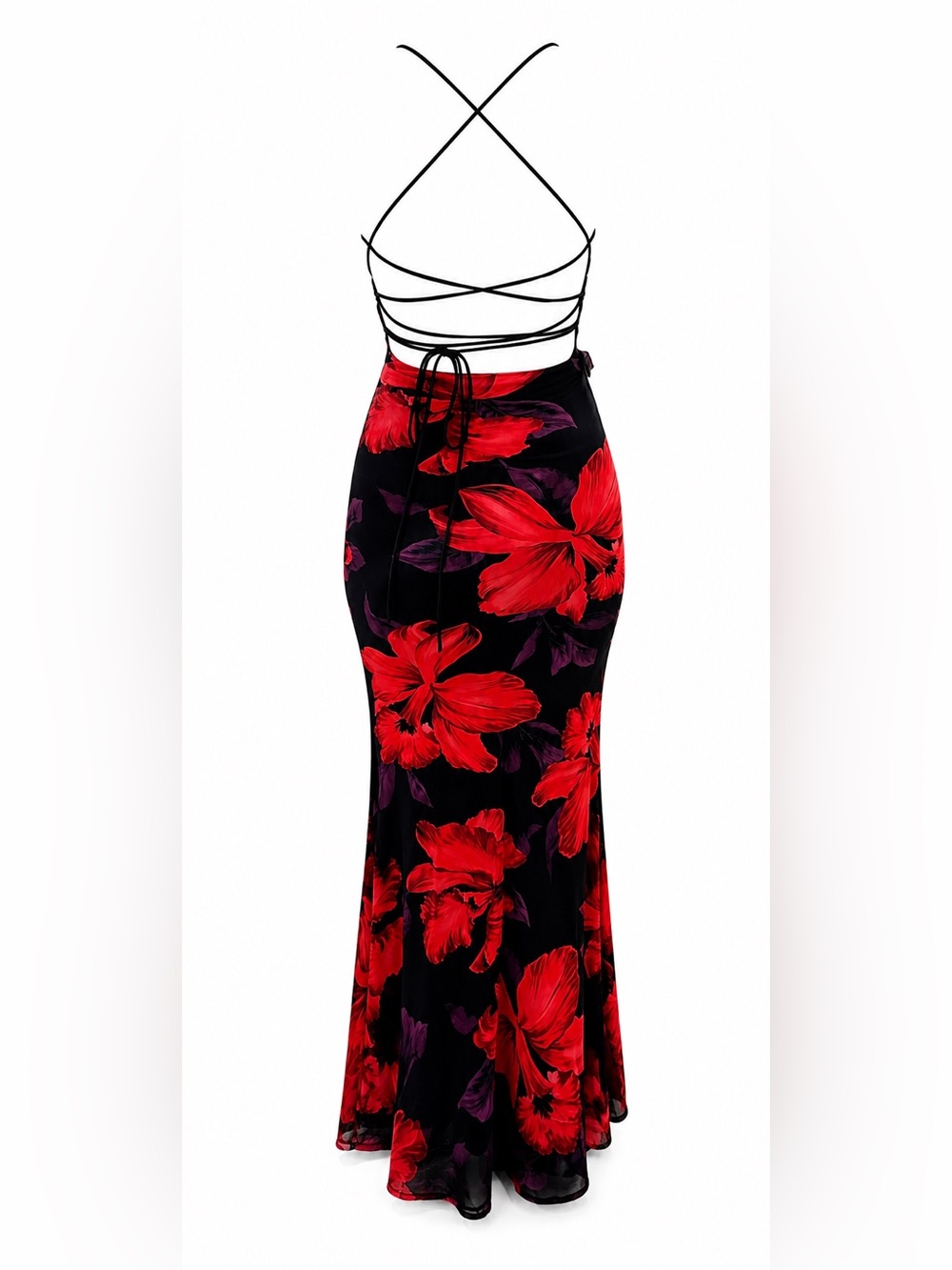 Windsor Black Dress with Red and Purple Floral Pattern - Picture 2 of 4